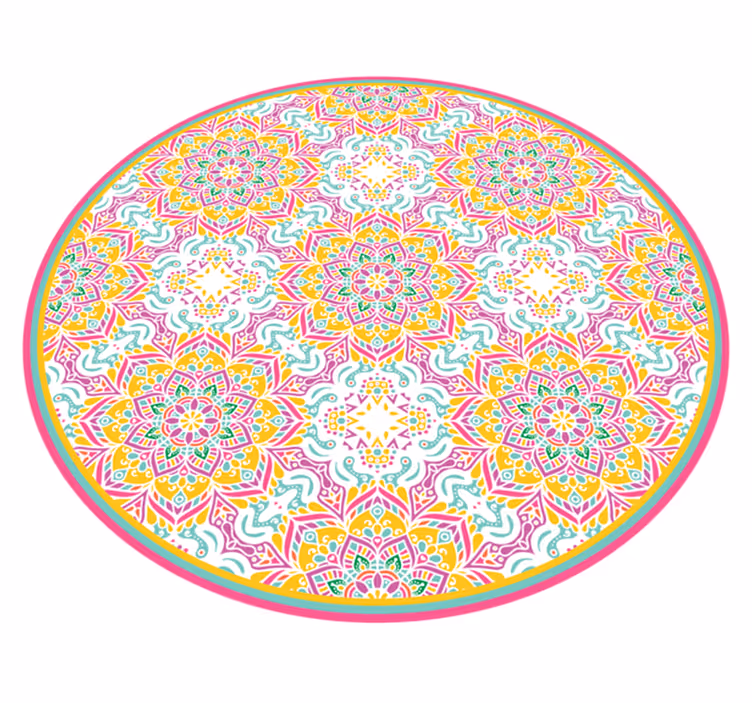 Farverigt mosaikmandala vinyltæppe - TenStickers