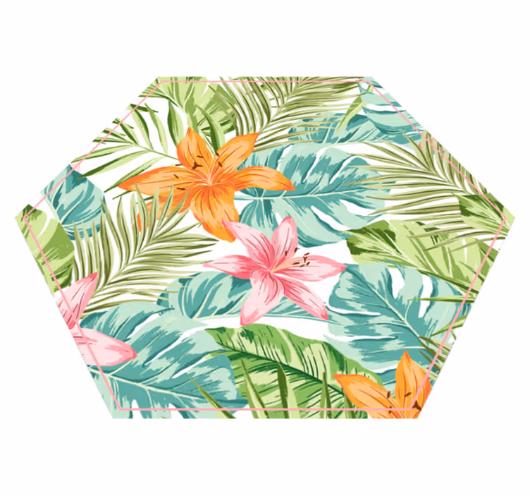 Tropisk flora Blomster og planter vinyltæppe - TenStickers
