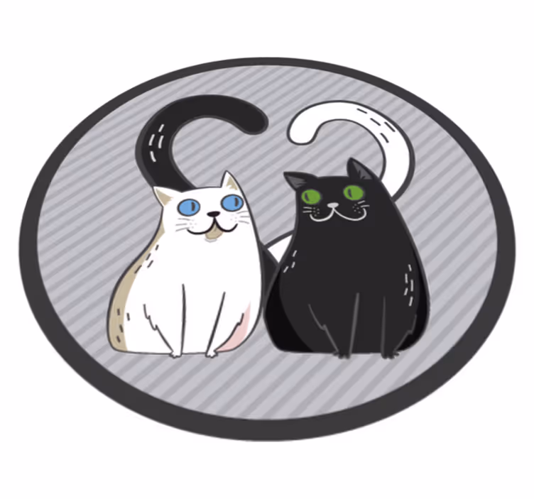 Vinyl tæppe to katte med farvede øjne dyretæppe - TenStickers