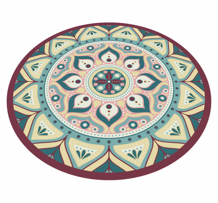 Rundt vinyltæppe mandala flerfarvet - TenStickers
