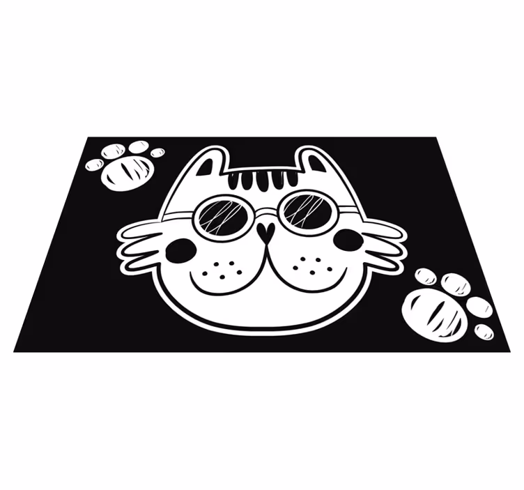 Vinyl tæppe hvid kat ansigt dyr tæppe - TenStickers