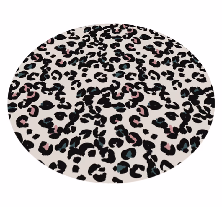 Hvidt rundt vinyltæppe leopard dyretæppe - TenStickers