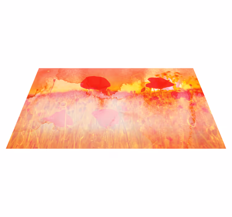 Valmuer ved sol falder blomstertæppe - TenStickers