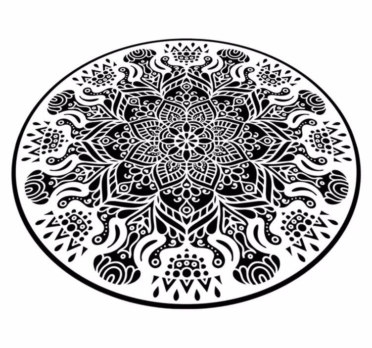 Sort og hvid mandala tæppe - TenStickers