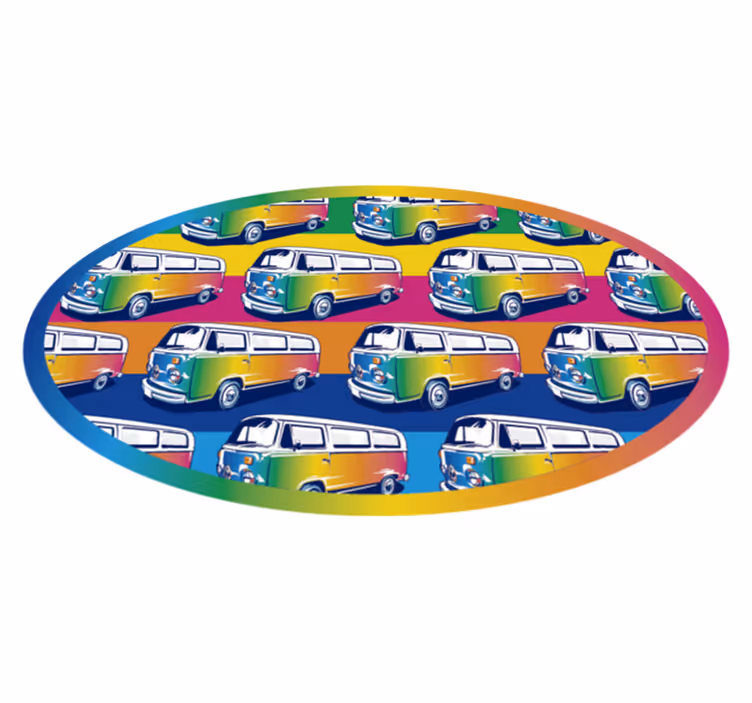 Retro hippie van teen vinyl tæppe - TenStickers