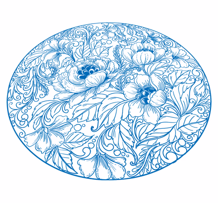 Blomstermønster rund Blomster og planter vinyltæppe - TenStickers
