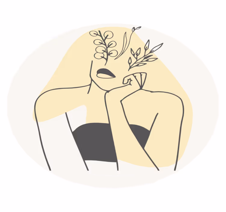 Elegant stregkunst Blomster og planter vinyltæppe - TenStickers