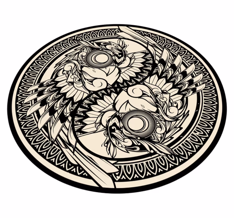 Yin yang ugle doodle ornament soveværelse tæppe - TenStickers