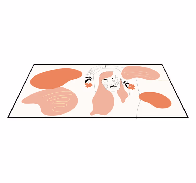 Abstrakt ansigtskunst minimalistiske vinyl tæppe - TenStickers