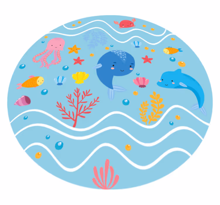 Oceaniske venner tæppe til børneværelse - TenStickers