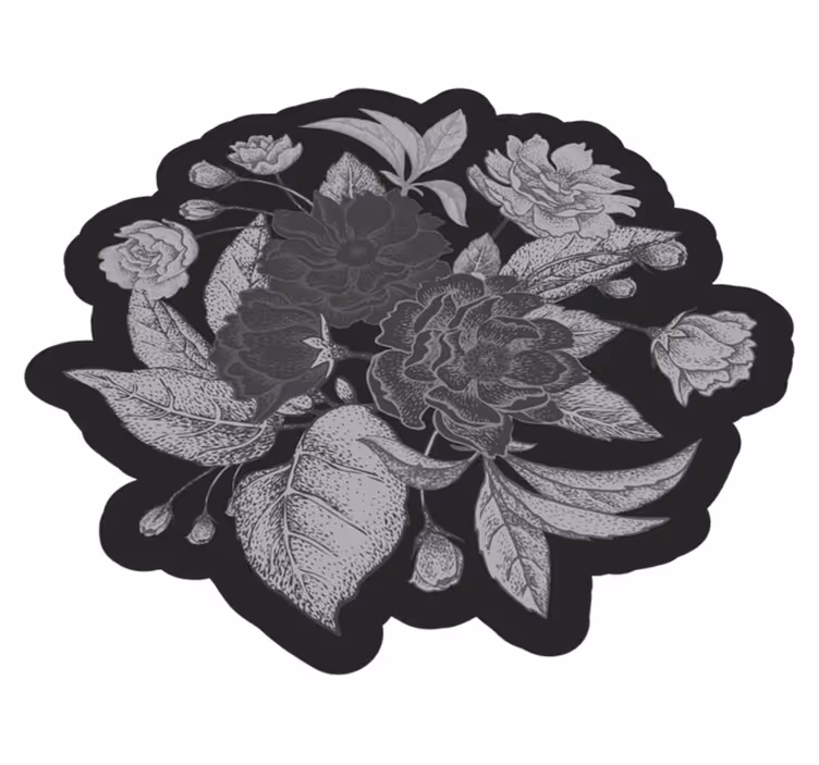 Blomsterkonturvisning Blomster og planter vinyltæppe - TenStickers