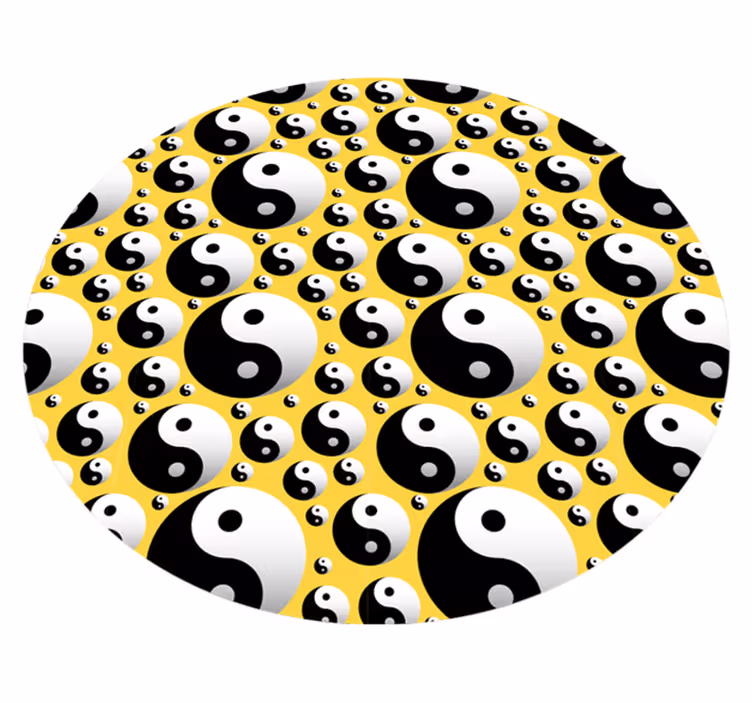 Rundt vinyl tæppe yin yang cirkler etnisk tæppe - TenStickers