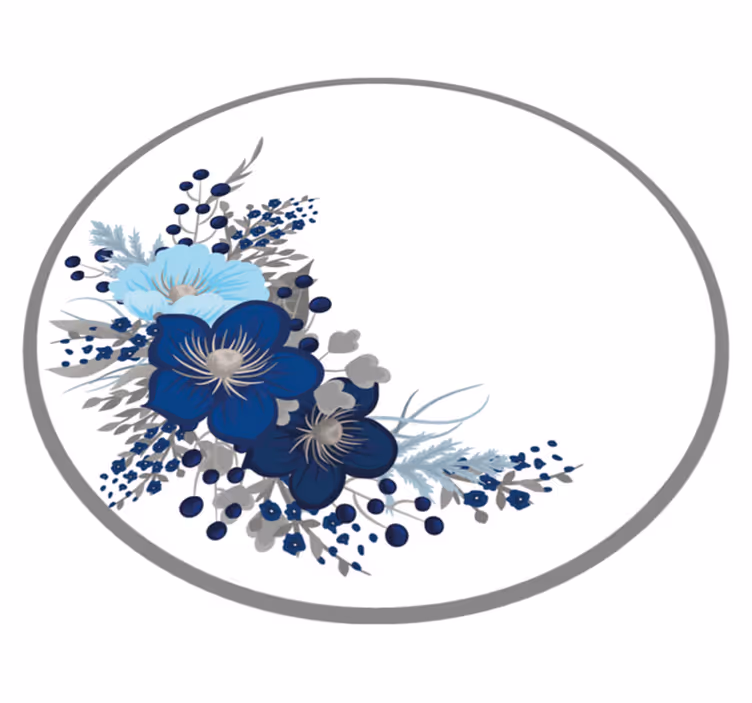 Blå blomsterkrans blomstertæppe - TenStickers