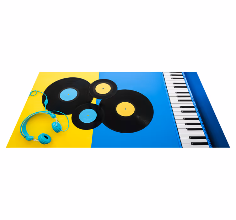 Musikalske elementer vinyl tæppe med spil - TenStickers