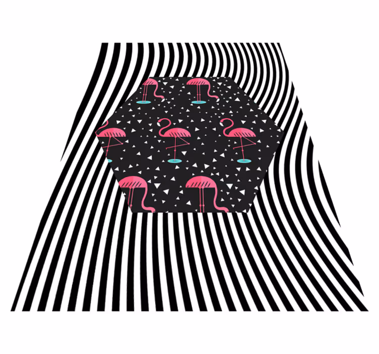Flamingo stribet sekskant vinyltæpper med dyr - TenStickers