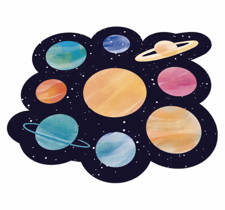 Forskellige planeter børn vinyl tæppe - TenStickers
