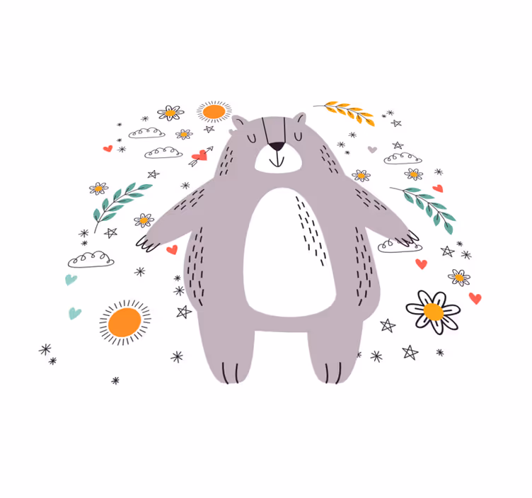 Finurlig bjørneillustration tæppe til børneværelse - TenStickers