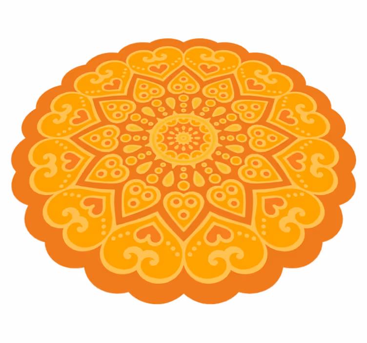 Orange mandala vinyl tæppe - TenStickers