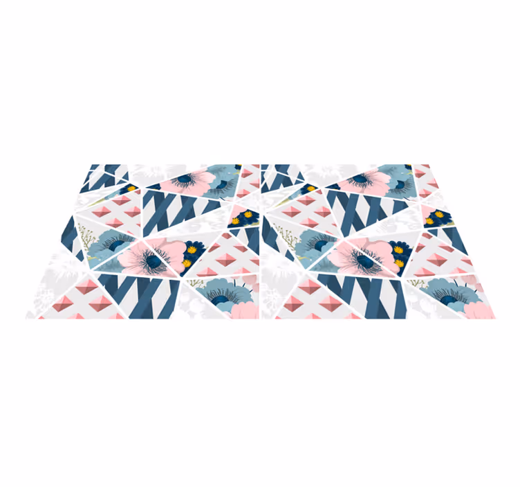 Mosaik blomster center mosaik gulv vinyl fliser - TenStickers