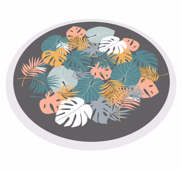 Botanisk bladcirkel Blomster og planter vinyltæppe - TenStickers