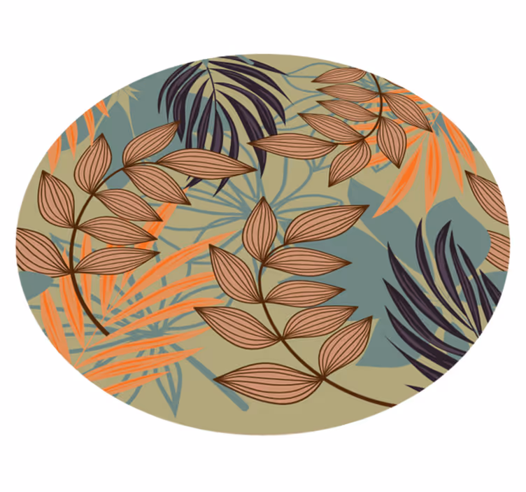 Botanisk løvmønster Blomster og planter vinyltæppe - TenStickers