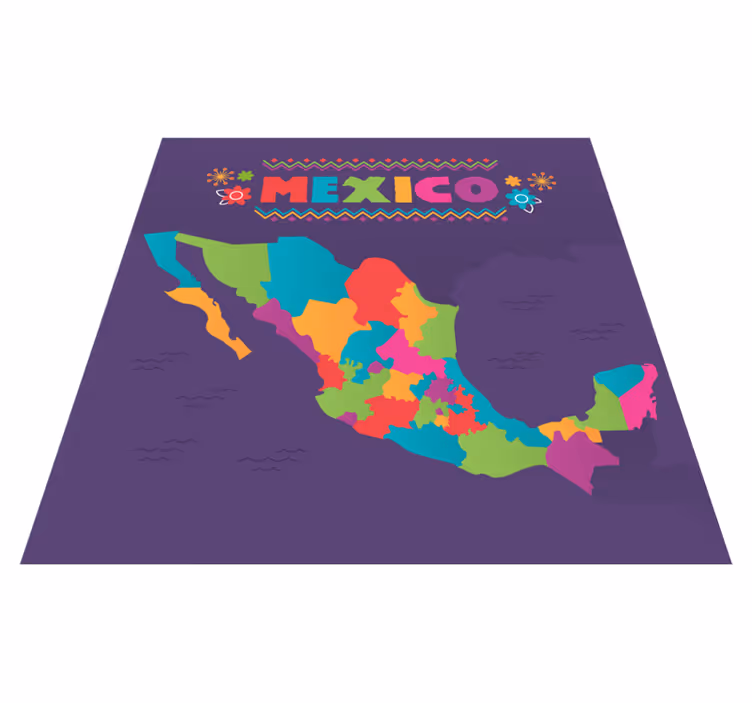 Kort mexico verdenskort vinyl tæppe - TenStickers