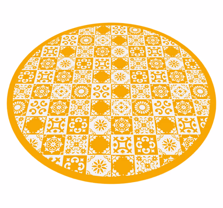 Udsmykket cirkulær mosaik vinyl tæppe med fliseeffekt - TenStickers