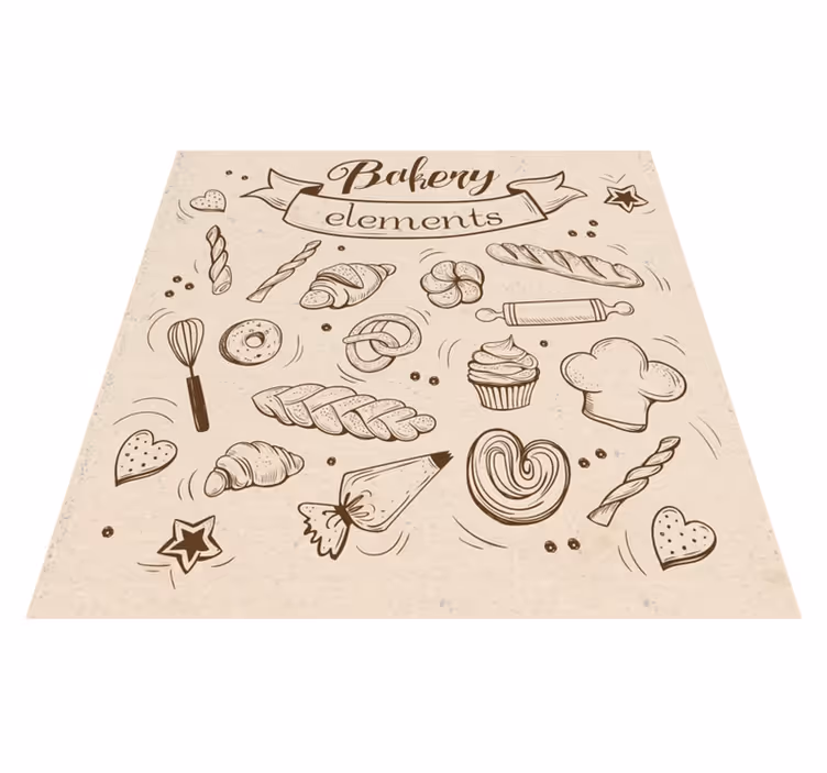 Illustration med bageri-tema vinyl tæppe - TenStickers