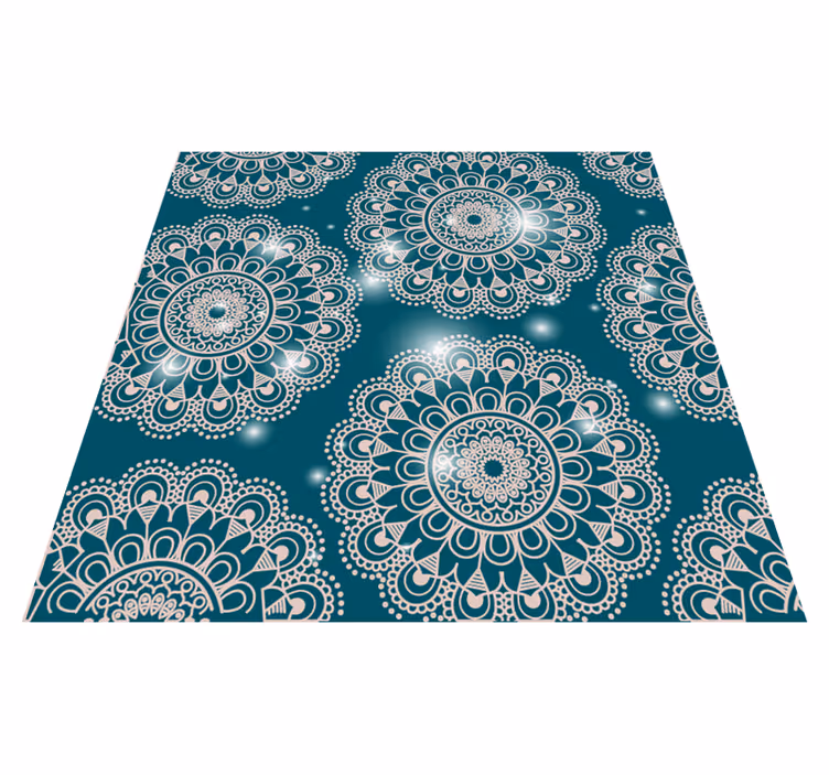 Blå magisk mønster mandala vinyl tæppe - TenStickers