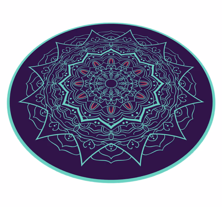 Blå og lilla blomster mandala vinyl tæppe - TenStickers