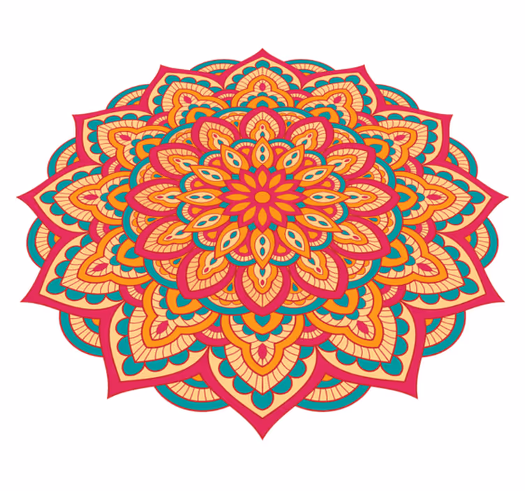 Farverigt mandala vinyltæppe - TenStickers