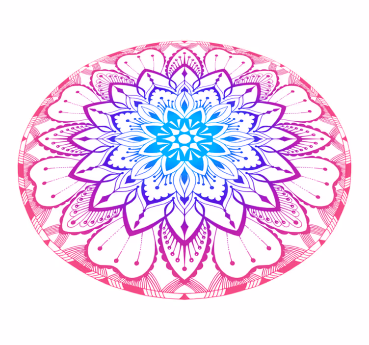 Cirkulært blå og lilla mandala tæppe - TenStickers