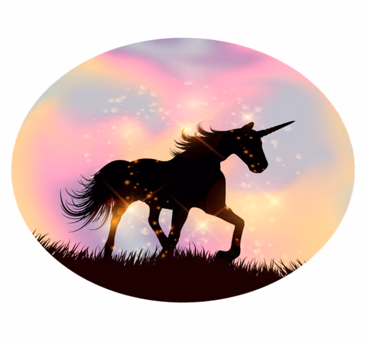 Enhjørning hologram gradient baggrund dyretæppe - TenStickers