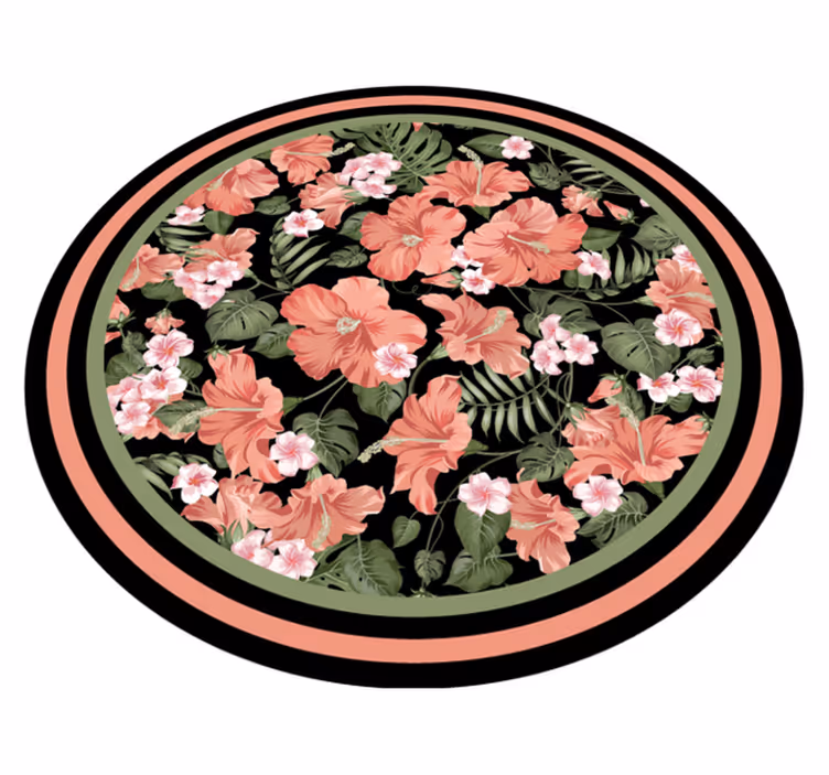 Cirkulært blomstermotiv Blomster og planter vinyltæppe - TenStickers