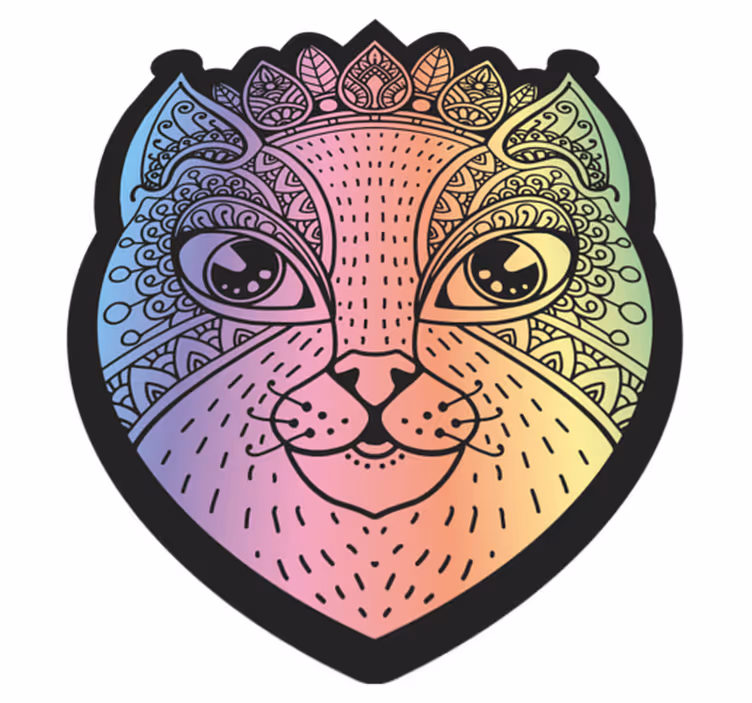 Mandala kat illustration vinyltæpper med dyr - TenStickers