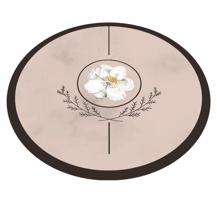 Blomster cirkel emblem Blomster og planter vinyltæppe - TenStickers