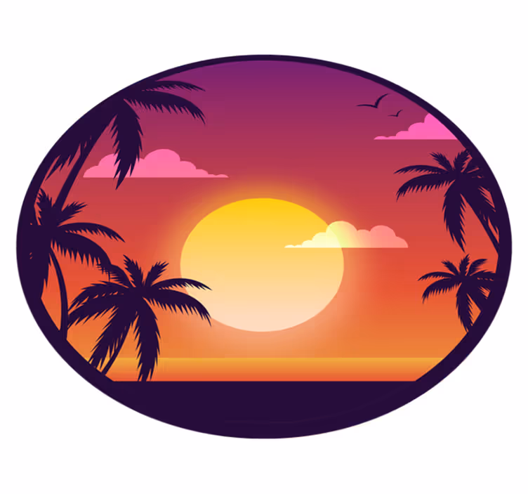 Tropisk solnedgang natur vinyl tæppe - TenStickers