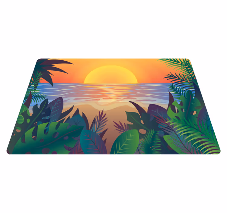 Tropisk solnedgang natur vinyl tæppe - TenStickers