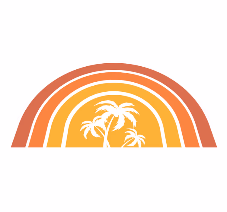 Retro solnedgang og palmer vintage tæppe - TenStickers