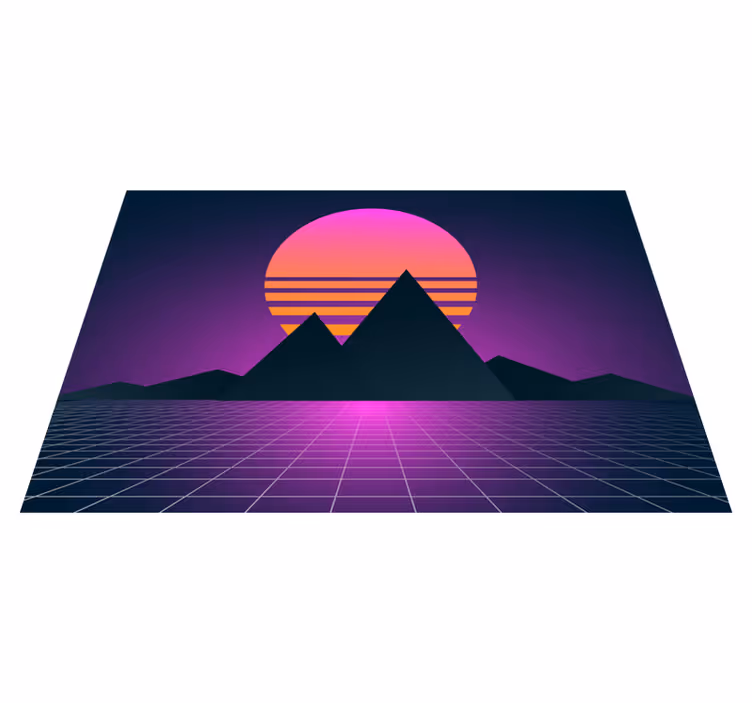 Retro solnedgang geometri vintage vinyl tæppe - TenStickers