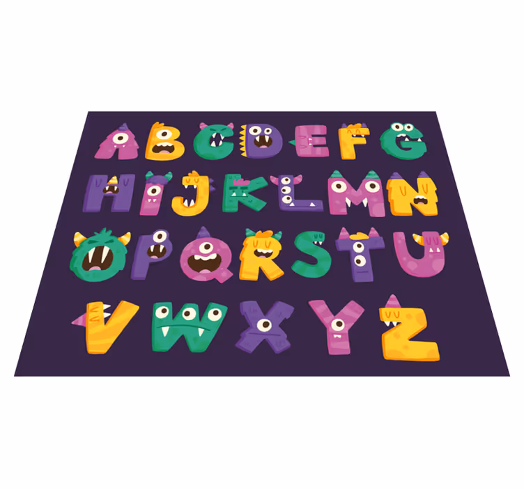 Tegneserie monster alfabet vinyl alfabet tæppe - TenStickers