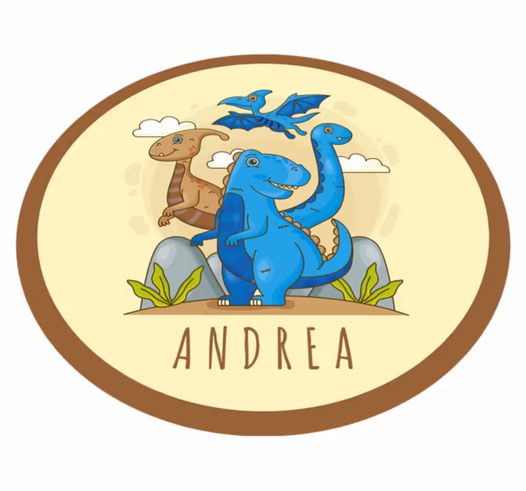 Dinosaurverden med navn personlig måtten - TenStickers