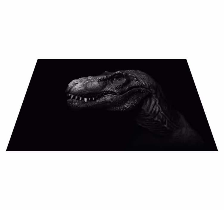 Realistisk og elegant dinosaur på sort tæppe - TenStickers