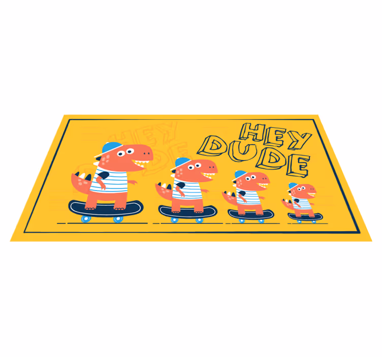 Skateboard dinosaurer tæppe til børneværelse - TenStickers