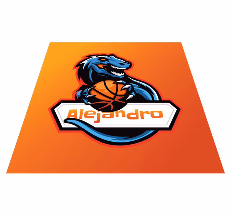 Basketball dinosaur vinyl tæppe med navn - TenStickers