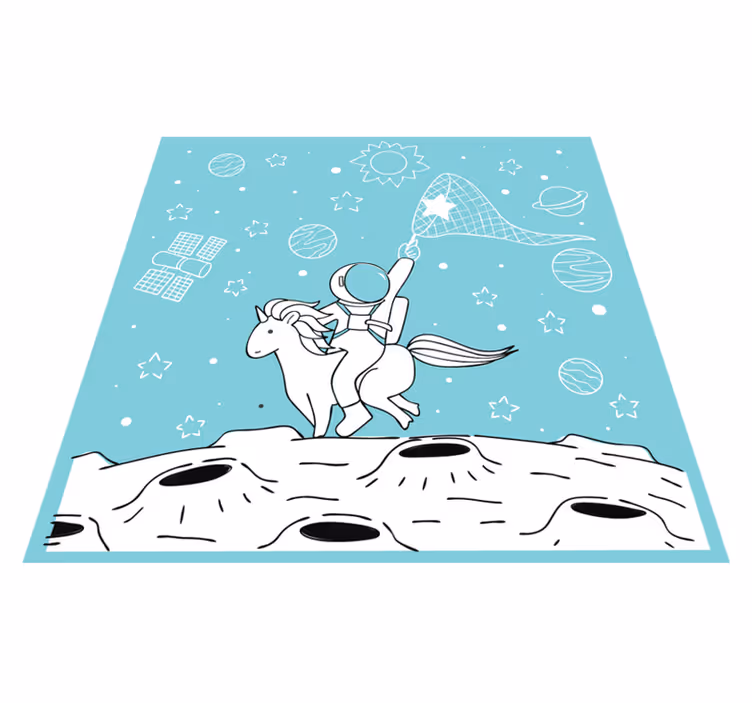 Astronaut, der kører på enhjørning, tæppe - TenStickers