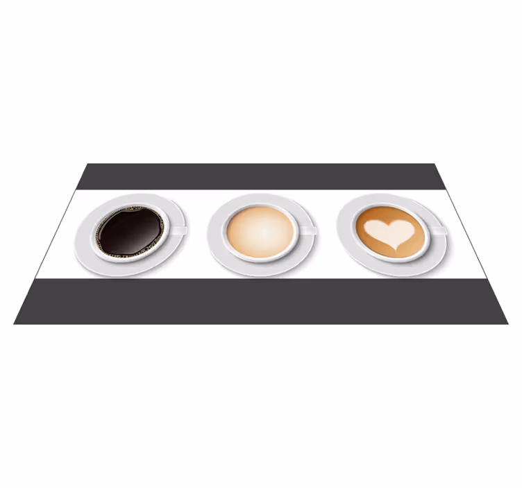 Kaffekopper løber vinyltæppe til køkkenet - TenStickers