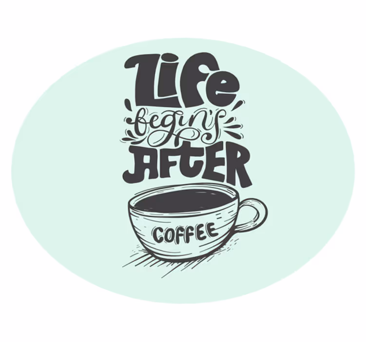 Kaffekop silhuet med bogstaver moderne tæppe - TenStickers