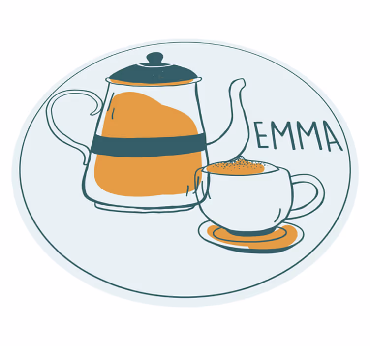 Personligt kaffedesign vinyl tæppe med navn - TenStickers