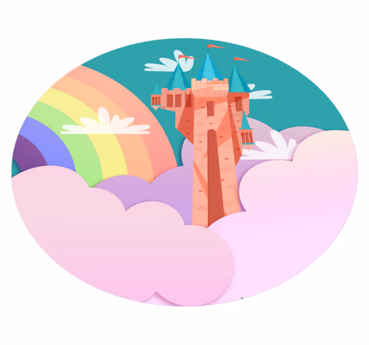 Pink magic castle prinsesse vinyltæppe til børn - TenStickers